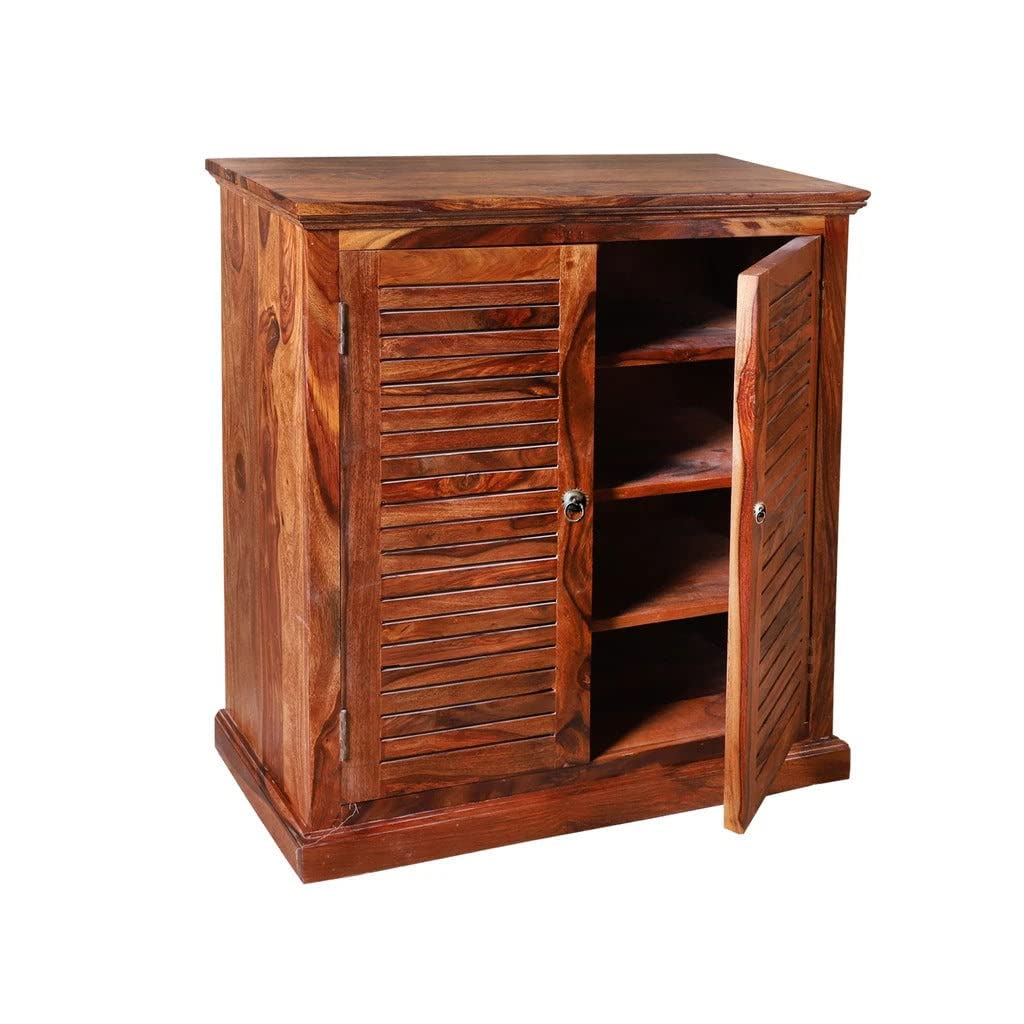 Wesley Wood Shoe Cabinet for Home | Wooden Shoes Rack with 4 Shelves & 2 Door Cabinet Storage