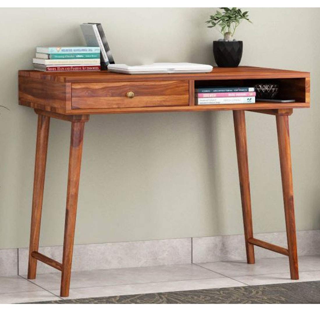 Charlotte-Sheesham Wood Study Table for Living Room Office Table for Home (Honey Finish)