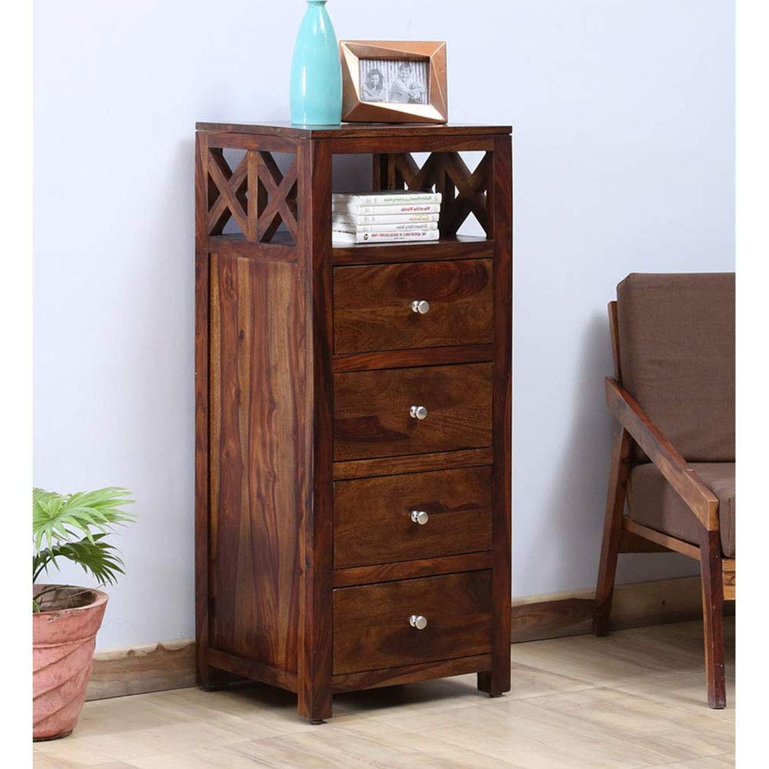 Cristian Wood Chest of Drawers for Living Room | Sideboard with Bookcase