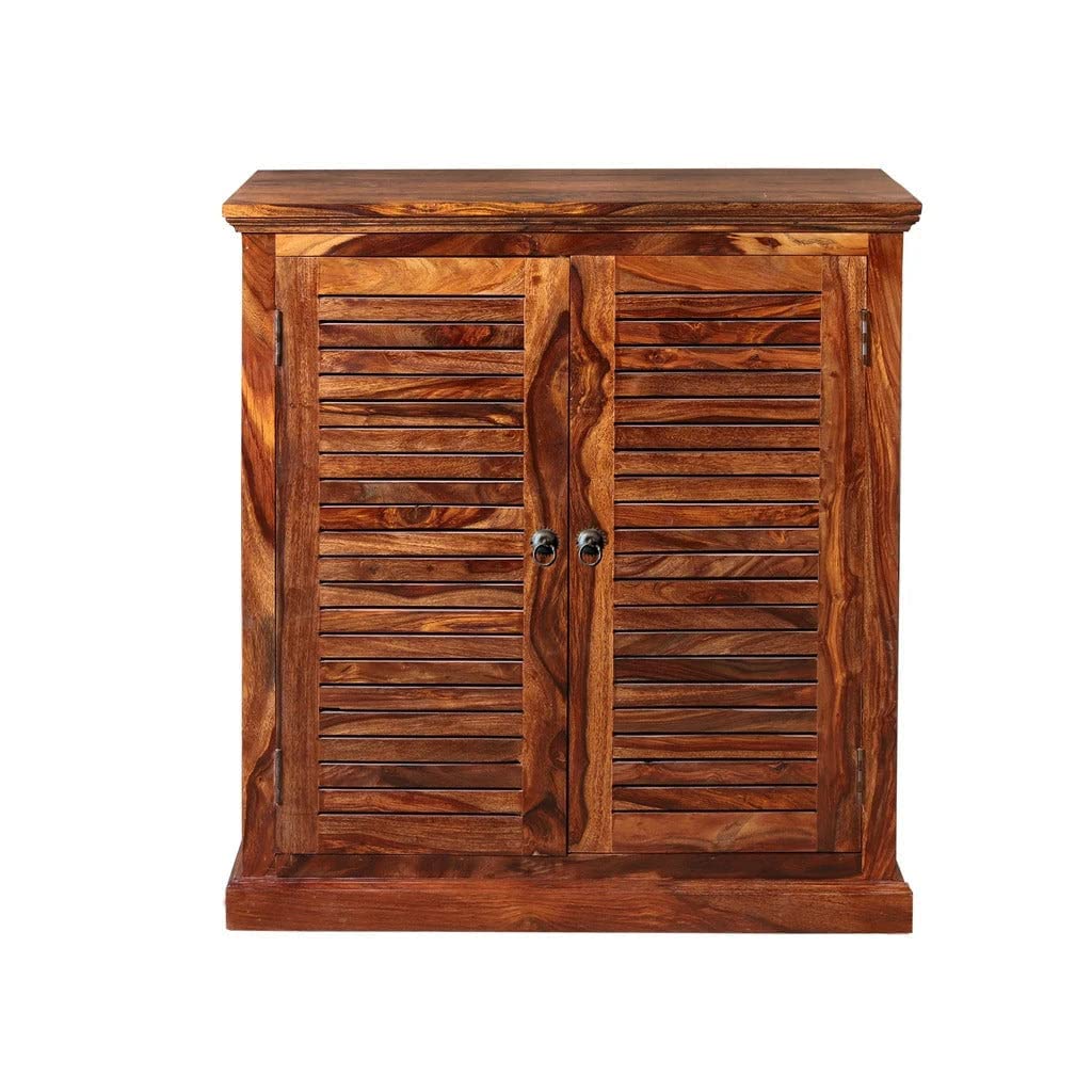 Wesley Wood Shoe Cabinet for Home | Wooden Shoes Rack with 4 Shelves & 2 Door Cabinet Storage