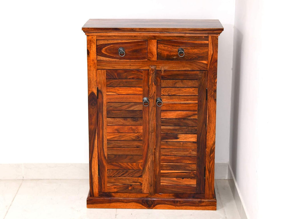 Aaron Shoe Cabinet for Home | Wooden Shoes Rack with 2 Drawer & 2 Door Cabinet Storage