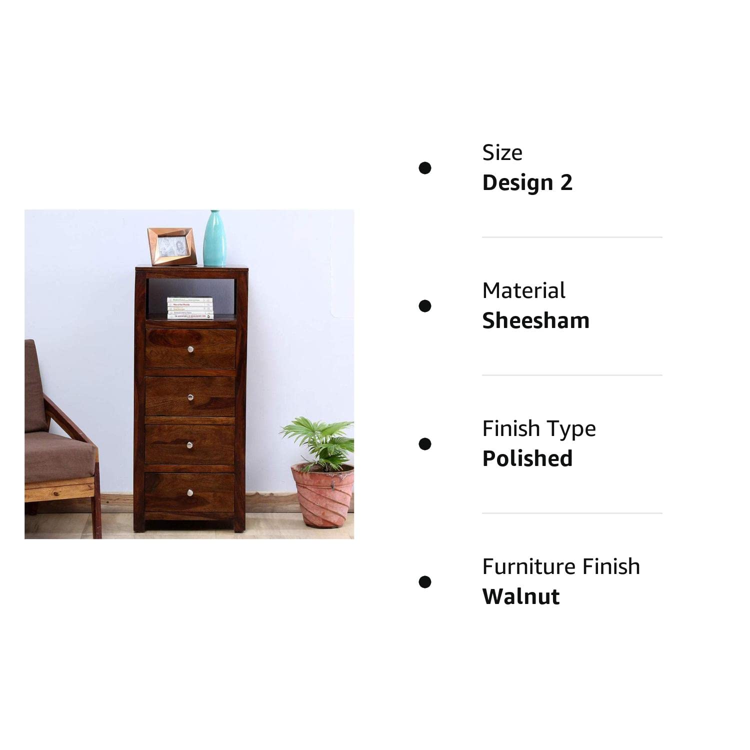 Cristian Wood Chest of Drawers for Living Room | Sideboard with Bookcase