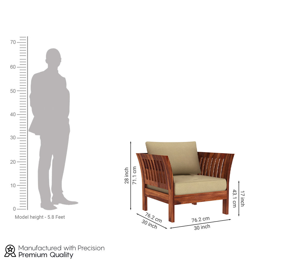 Brad Wooden Sofa Set with Washable Zipper Cover