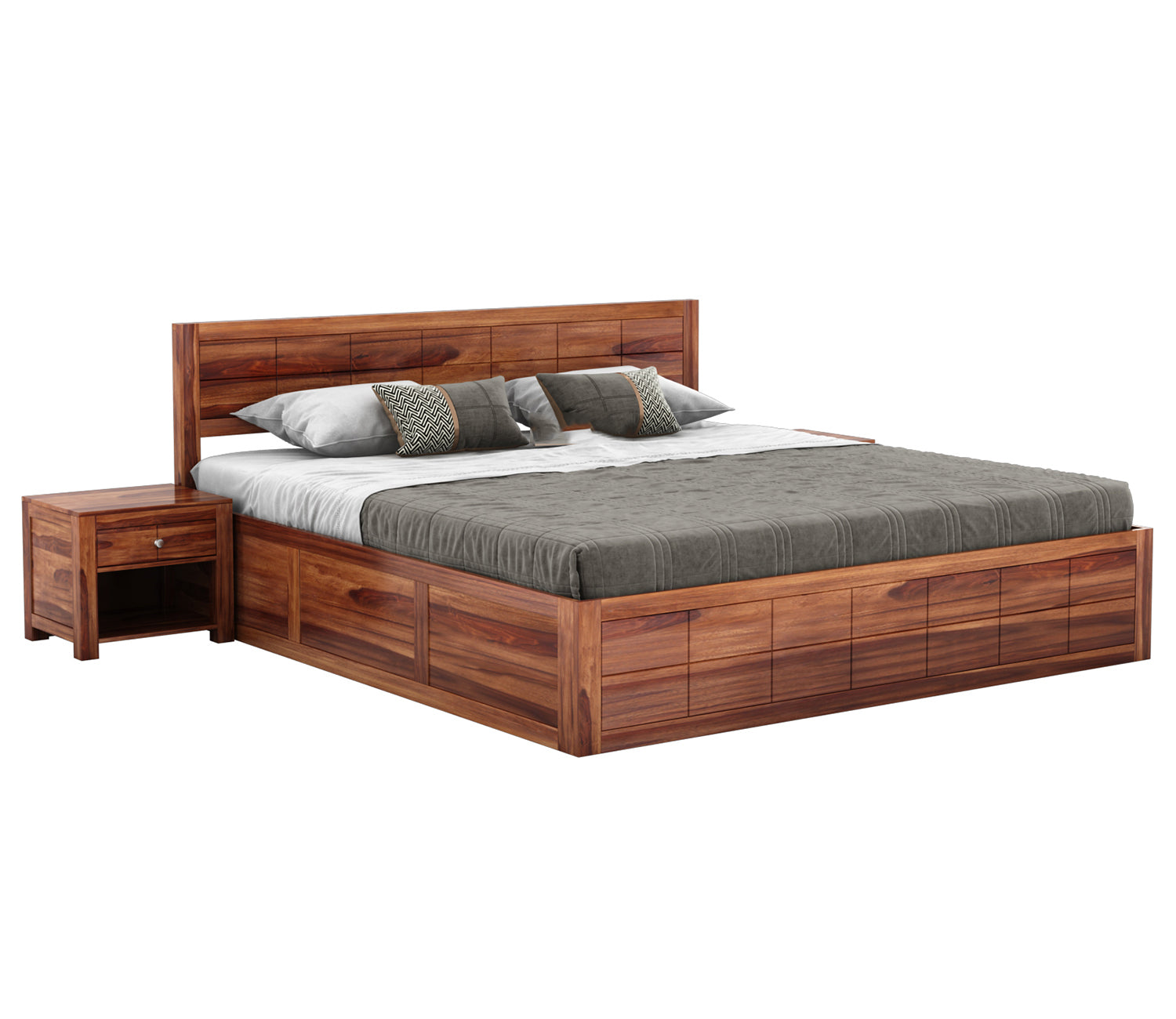 Tripp Sheesham Wood Bed With Box Storage