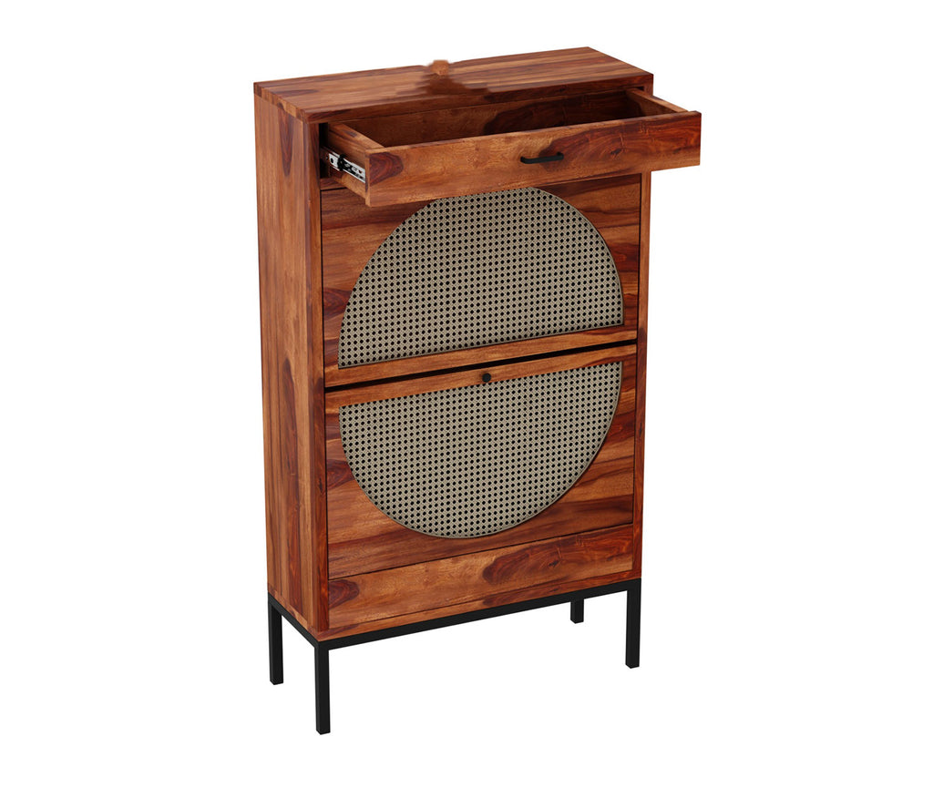 Jorge Sheesham Wood Cane Tilt Out Kids Shoe Rack