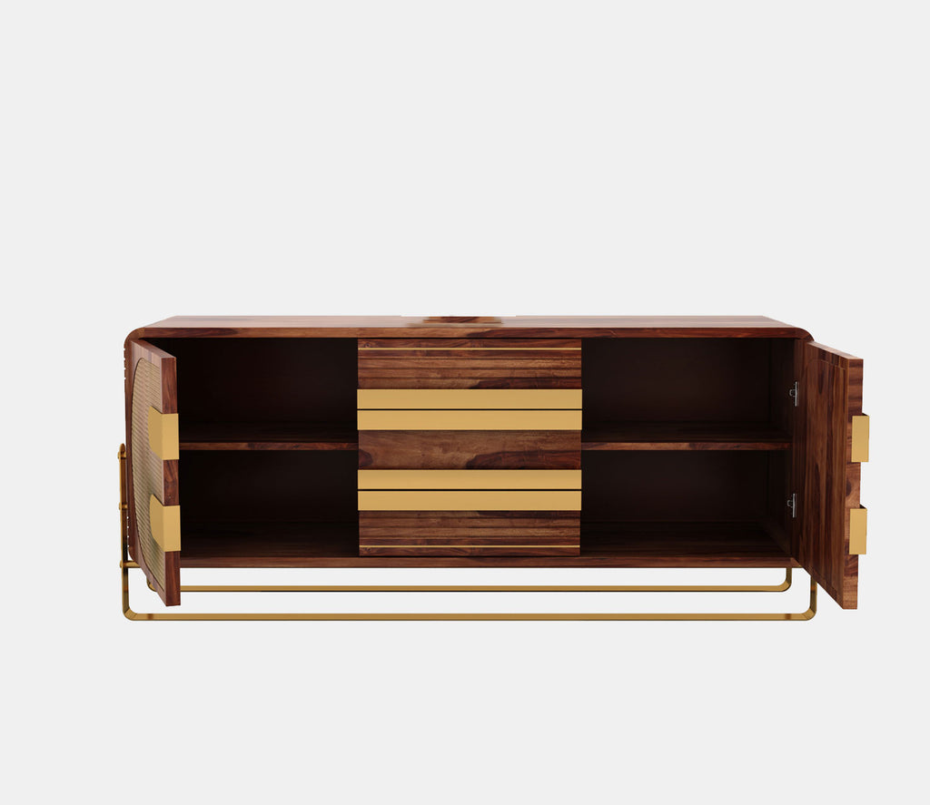 Crew Sheesham wood Designer Cabinet and Sideboard with Cane