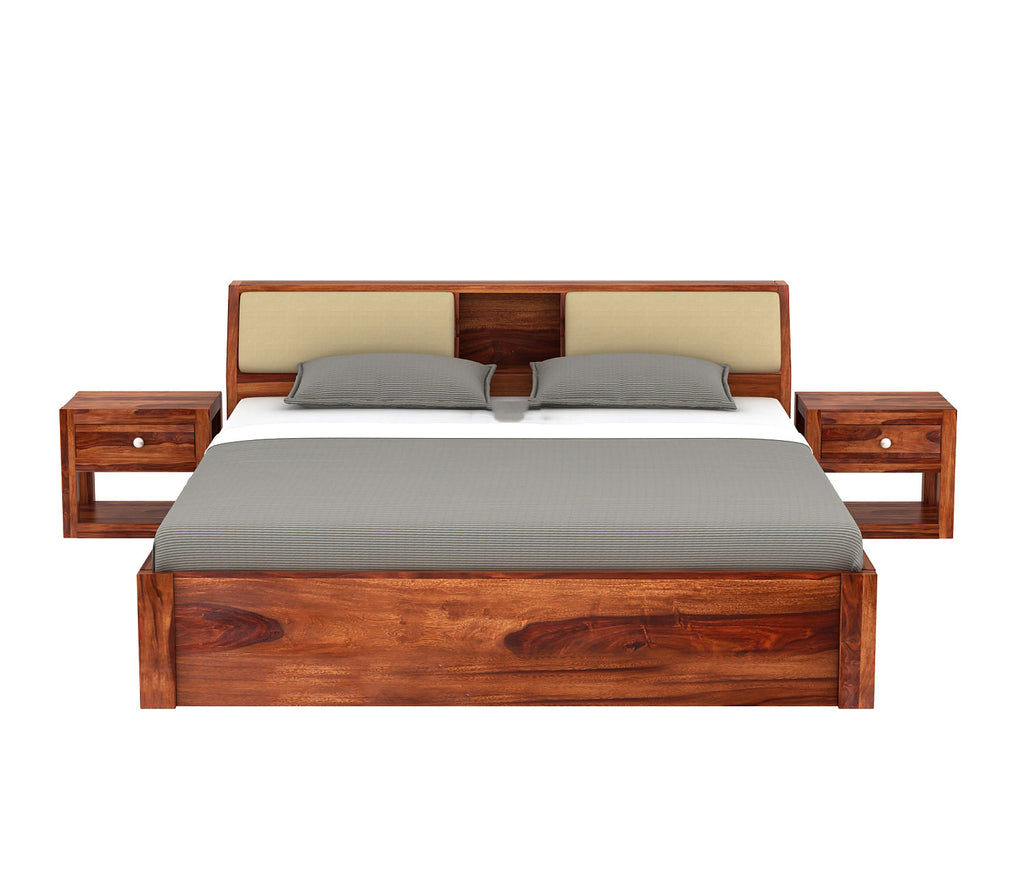 Raphael Sheesham Wood Bed With Side Storage