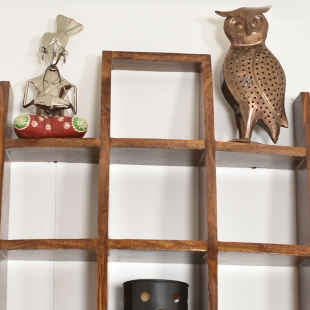 Ophelia Wood Intersecting Boxes Wall Shelves