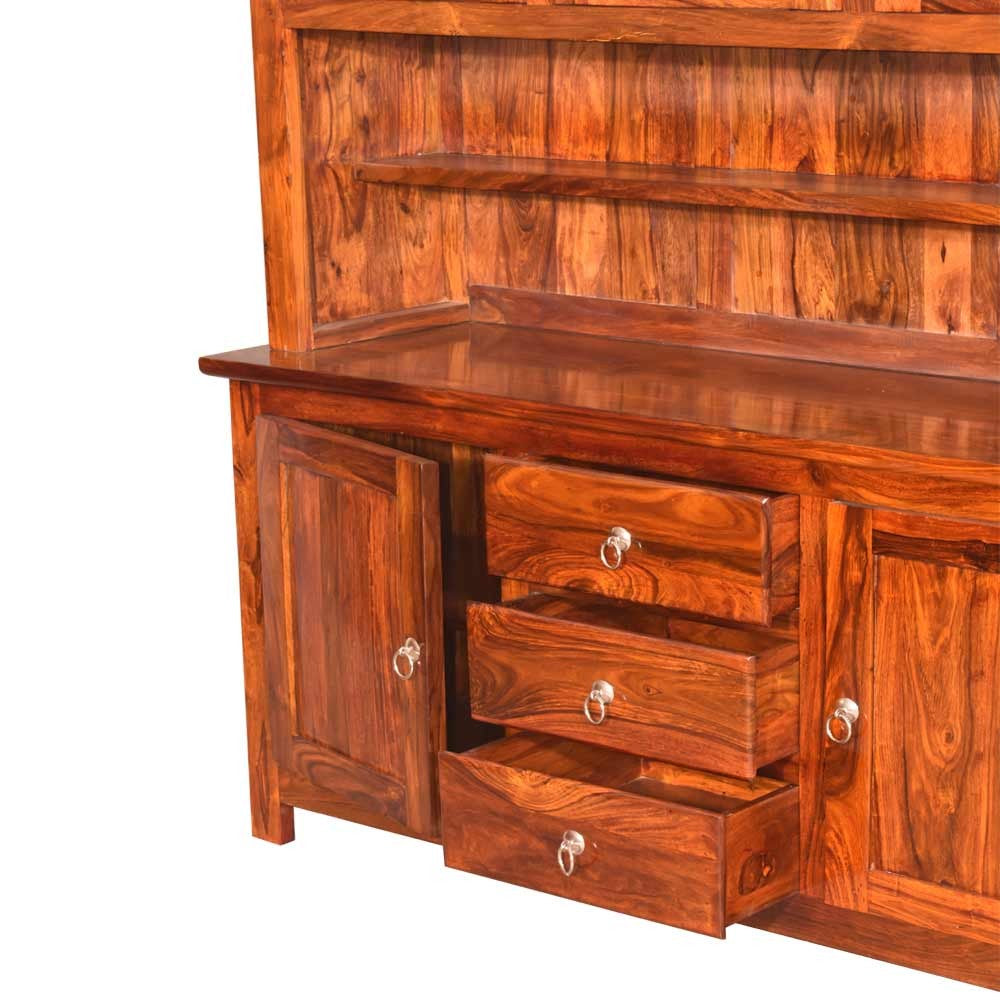 Rowan Solid Wooden Glass Crockery Almirah