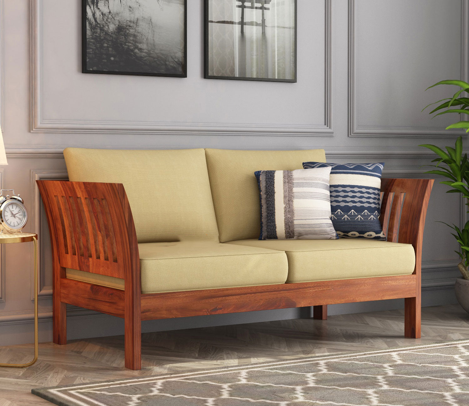 Brad Wooden Sofa Set with Washable Zipper Cover