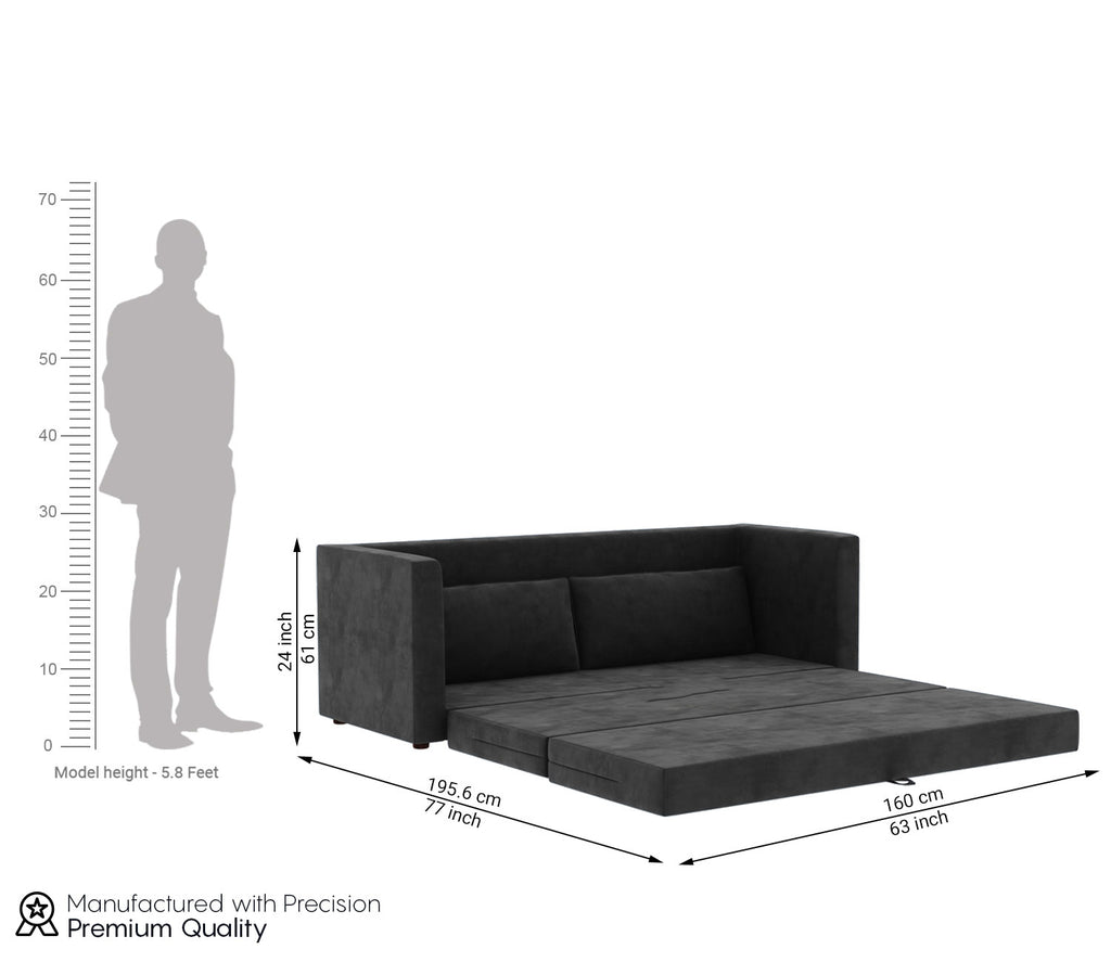 Jack Fabric Convertible 3 Seater Sofa Bed