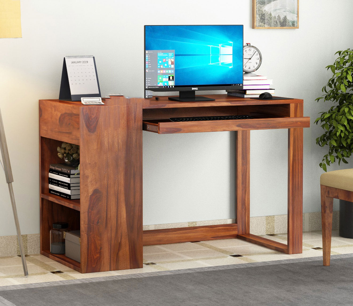 Victoria Study Table with Keyboard Tray and Side Storage