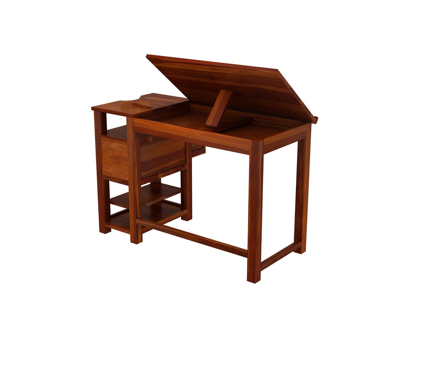 Penelope Study Cum Drafting Table with Drawer and Open Shelves