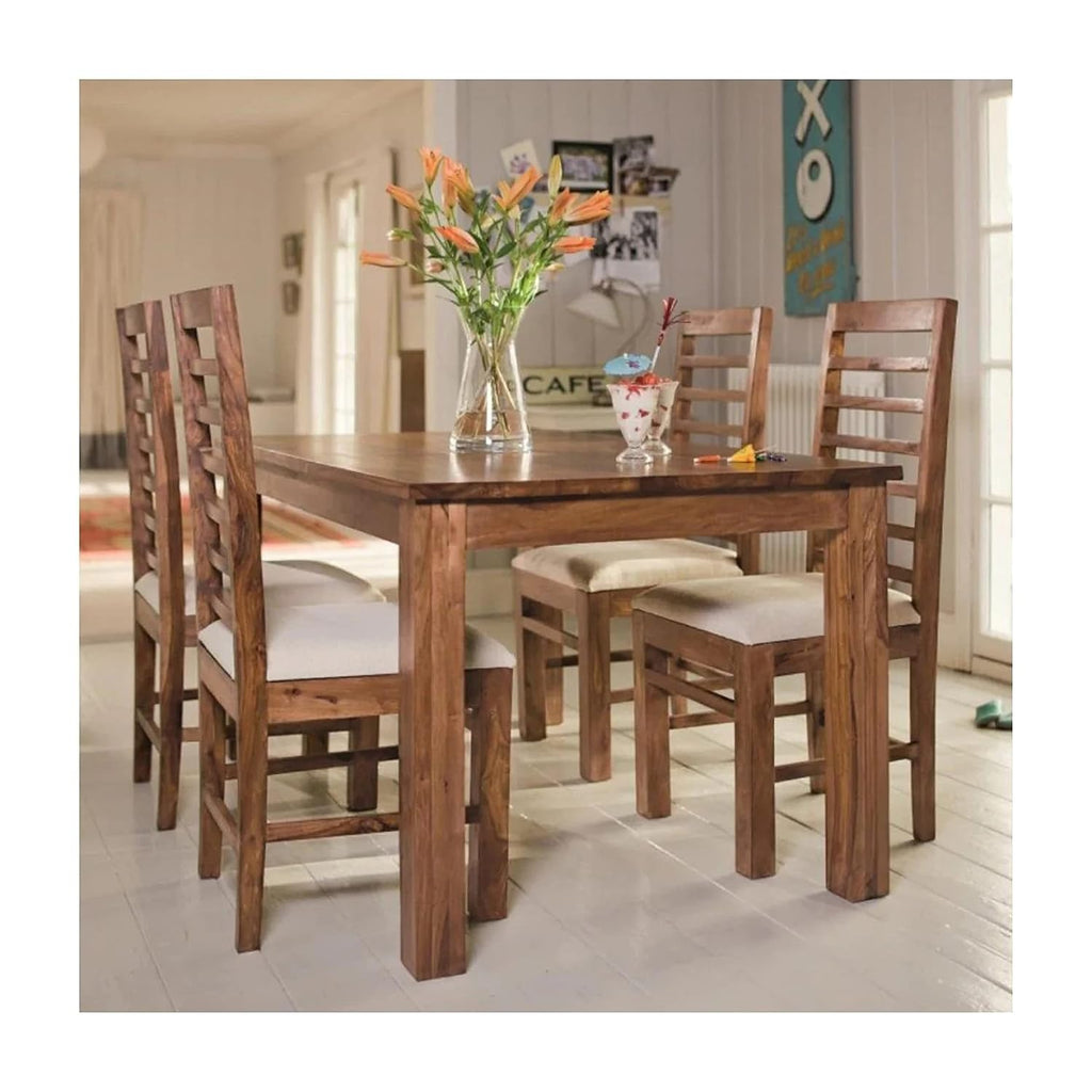 Gerard Wooden Dining Table | 45 Inch Length Dinner Table & 38 Inch Height Four Chairs with Cushion