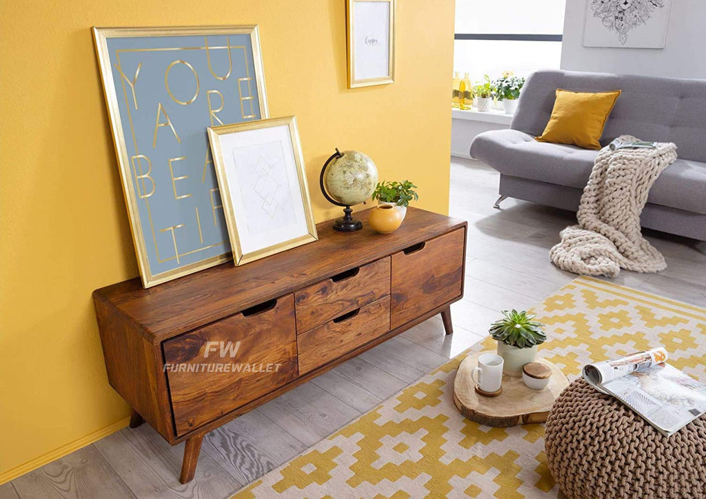 Margaret Sheesham Wood New TV Stand Natural Finish