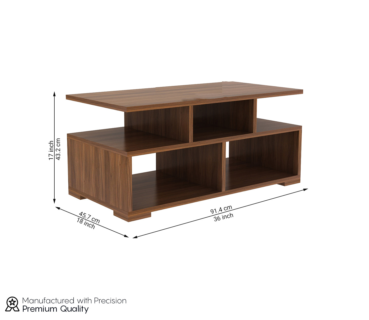 Eden Engineered Wood Coffee Table with Open Shelves