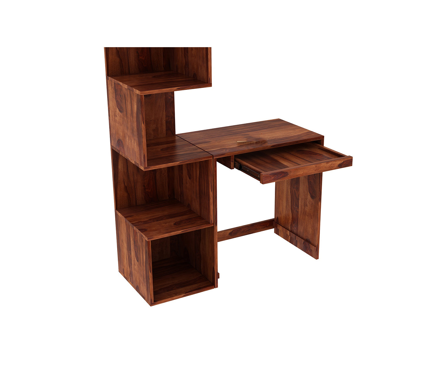 Hannah Sheesham Wood Study Table with Keyboard Tray & Bookshelf
