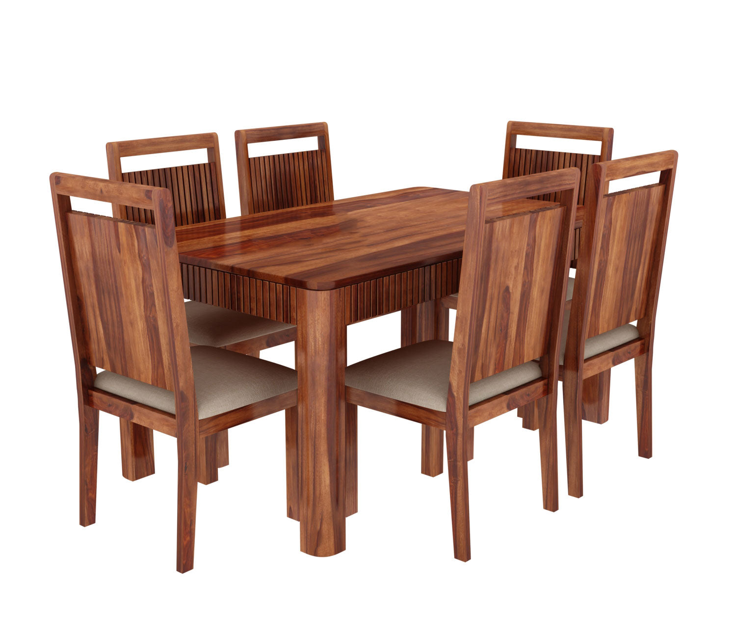 Dimitri 6 Seater Sheesham wood Dining Table Set with 6 Upholstery Chair