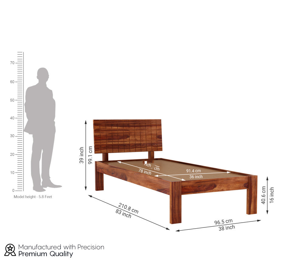 Santino Sheesham Wood Without Storage Bed