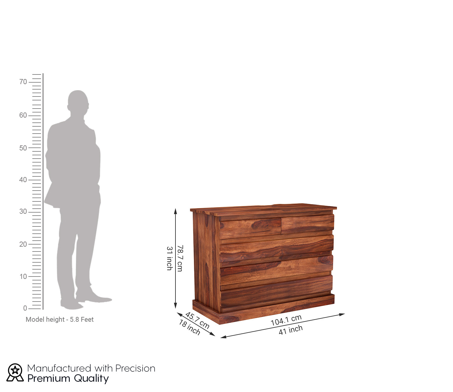 Jared 5-Drawer Wooden Chest Of Drawers