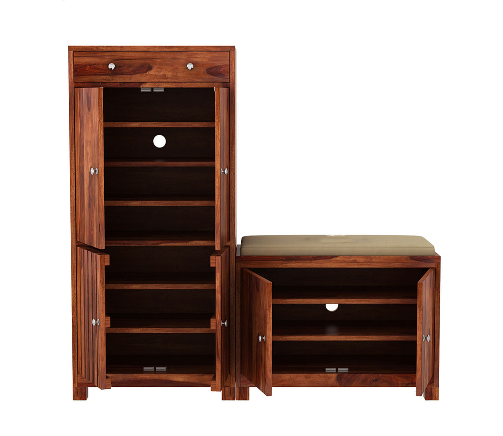 Finley Wood Shoe Rack With Seat