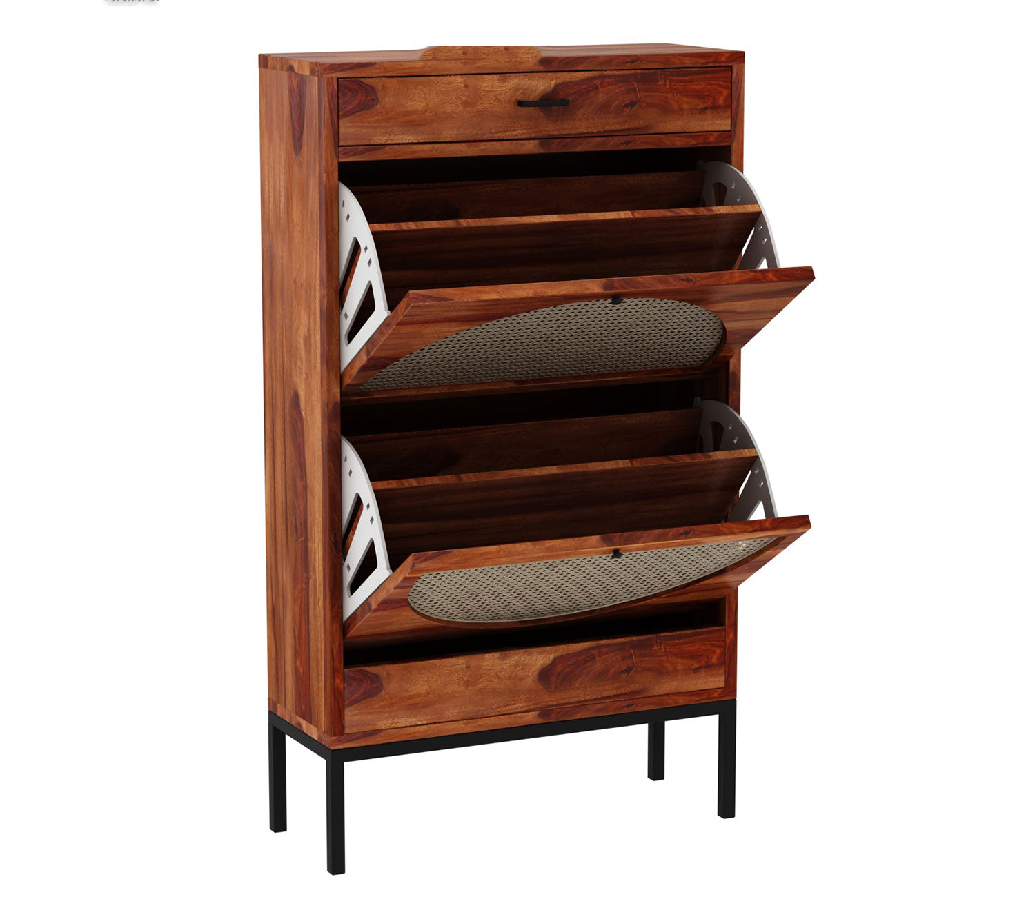 Jorge Sheesham Wood Cane Tilt Out Kids Shoe Rack