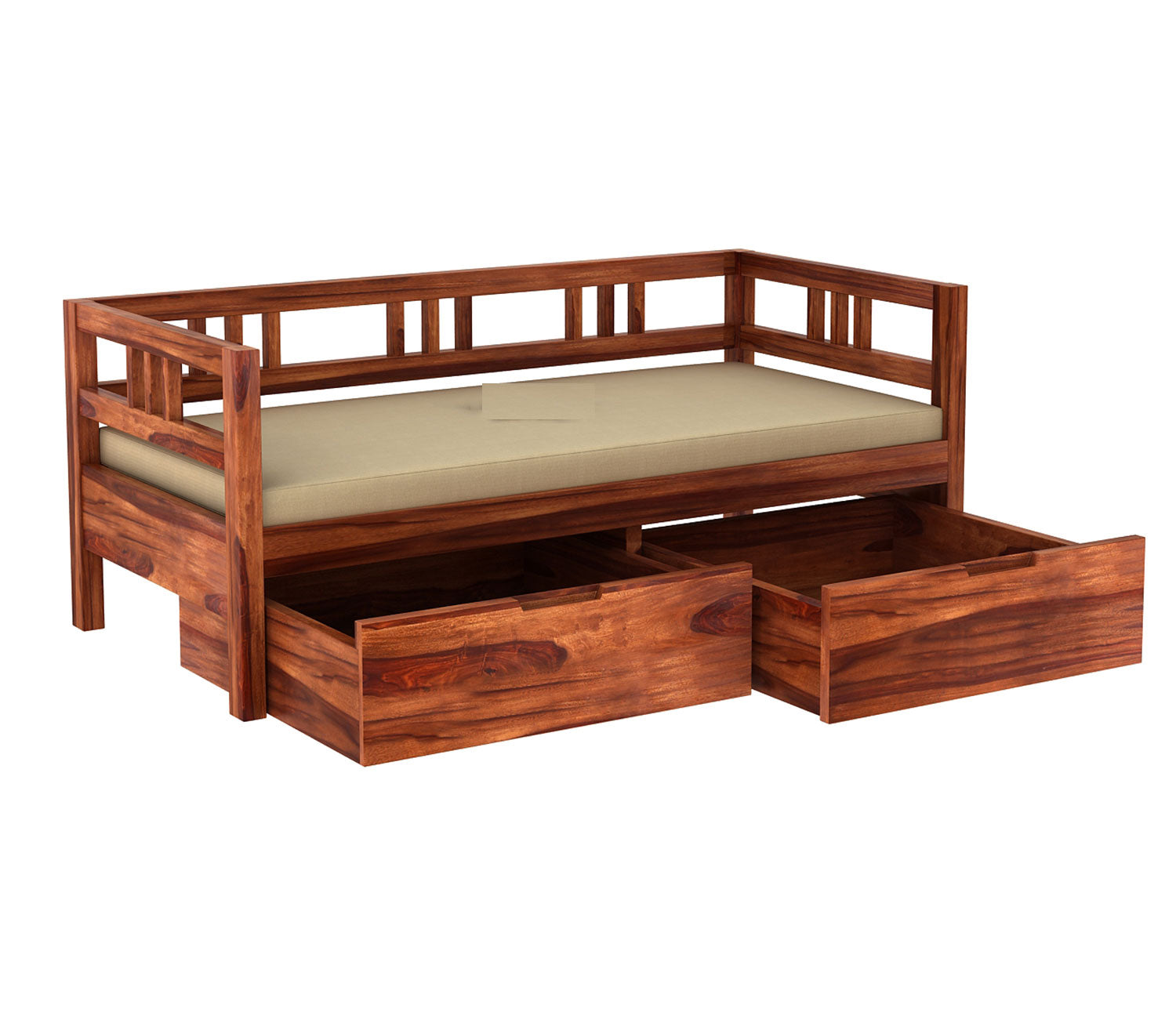 Ashton Sheesham Wood Sofa Cum Divan with Mattress