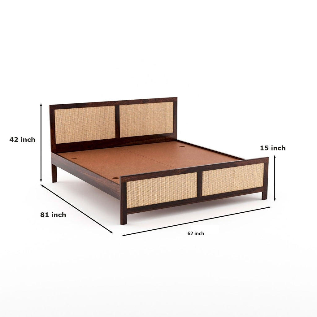 Theodore Solid Sheesham Wood Queen Size Bed for Bedroom