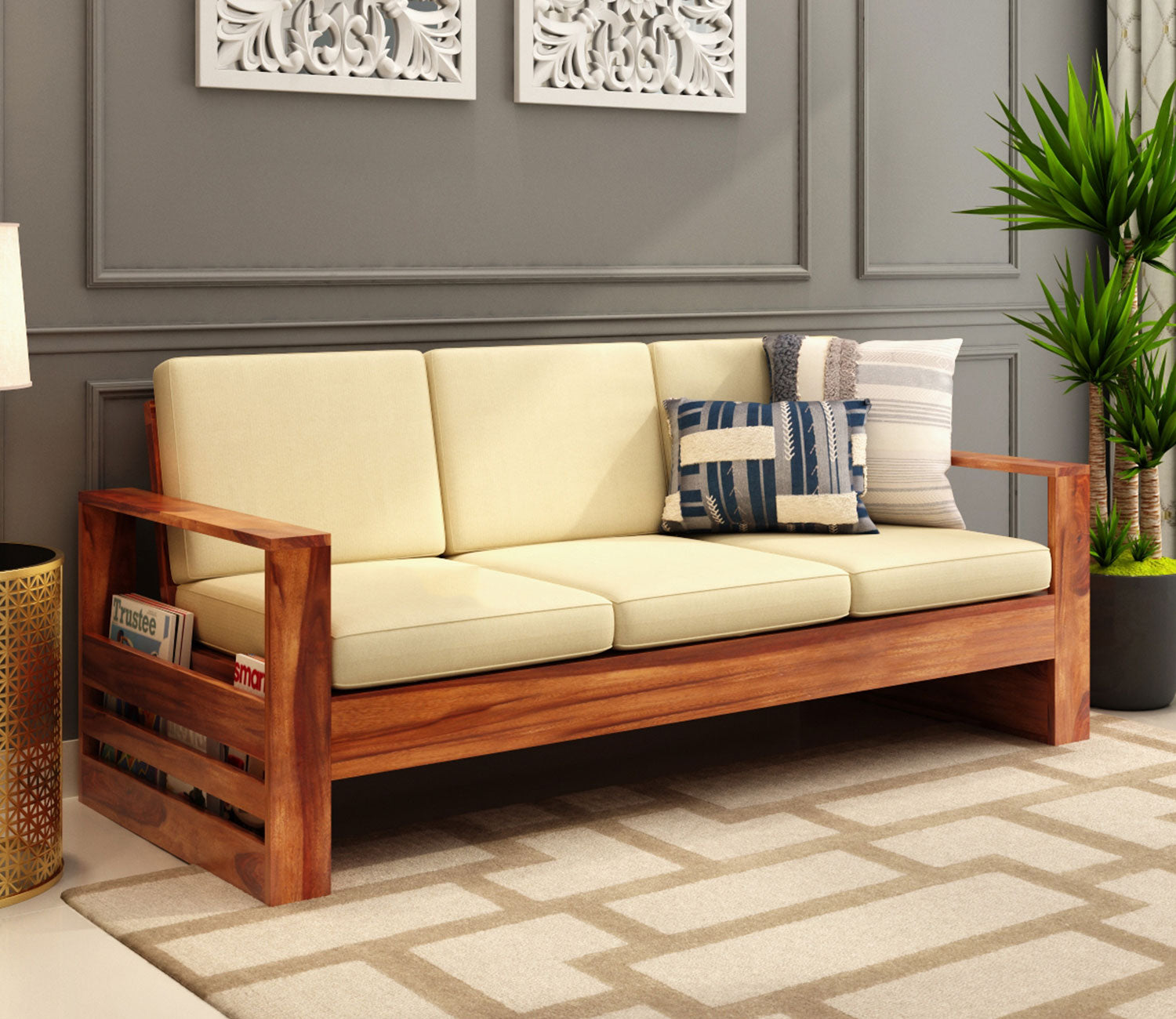 Leroy 5 Seater Wooden Sofa Set with Side Storage