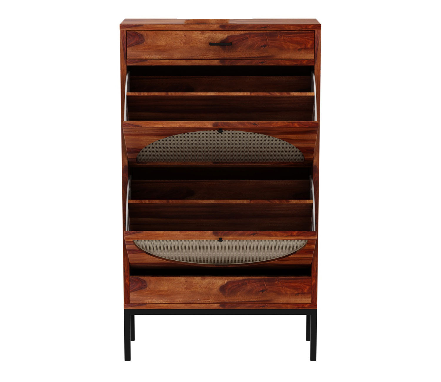 Jorge Sheesham Wood Cane Tilt Out Kids Shoe Rack