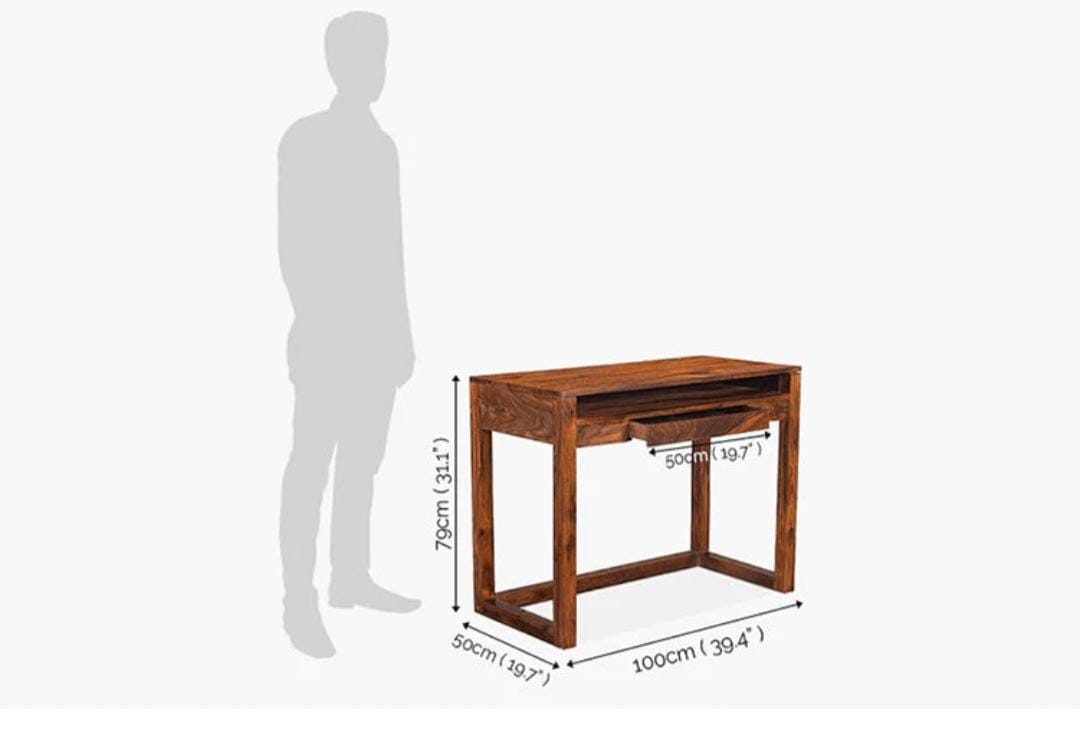 Spike Study Table for Home & Office with Drawer (Natural Finish)