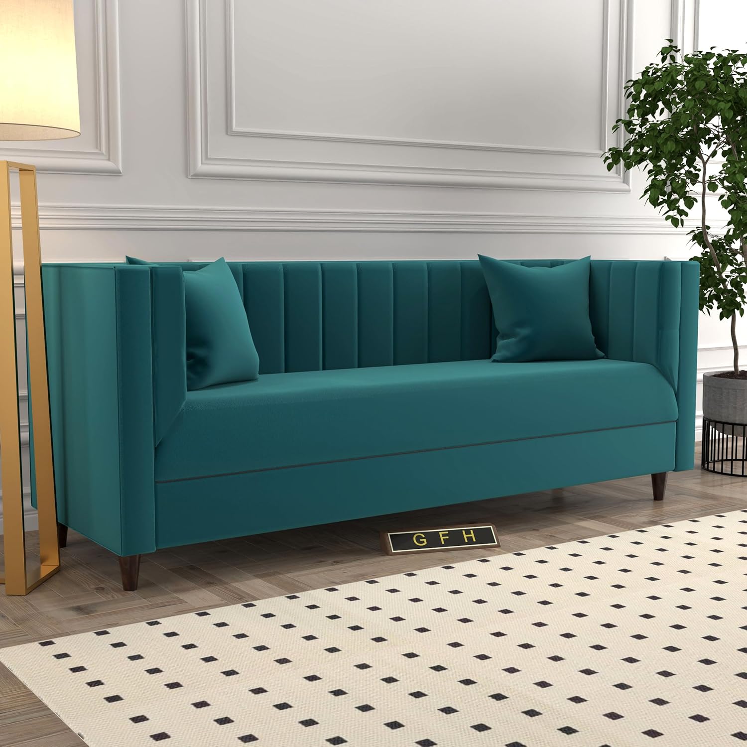 GFH Premium Velvet Fabric Sofa 3 Seater Sofa | Three Seater Sofa for Living Room Guest Room Office