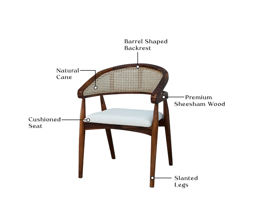 Juniper Curved Arm Chair with Cane - Set of 2