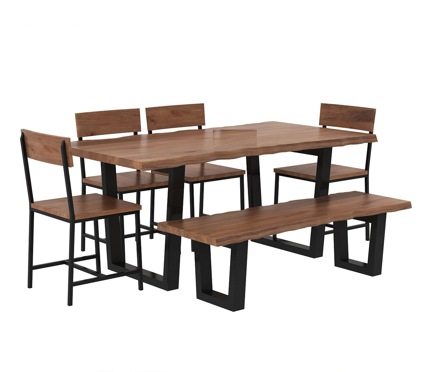 Live Edge 6 Seater Dining Set with Bench