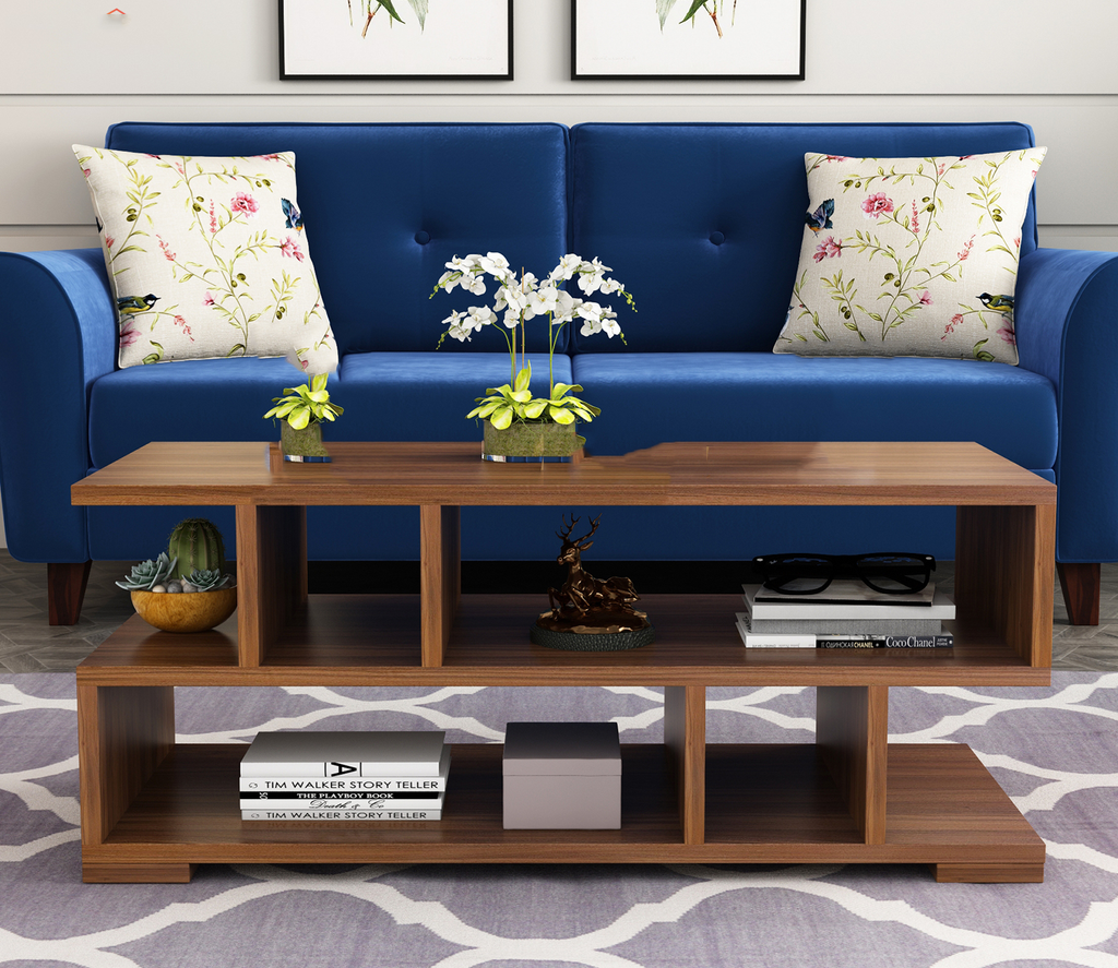 Alice Z Shaped Engineered Wood Coffee Table with Open Shelves