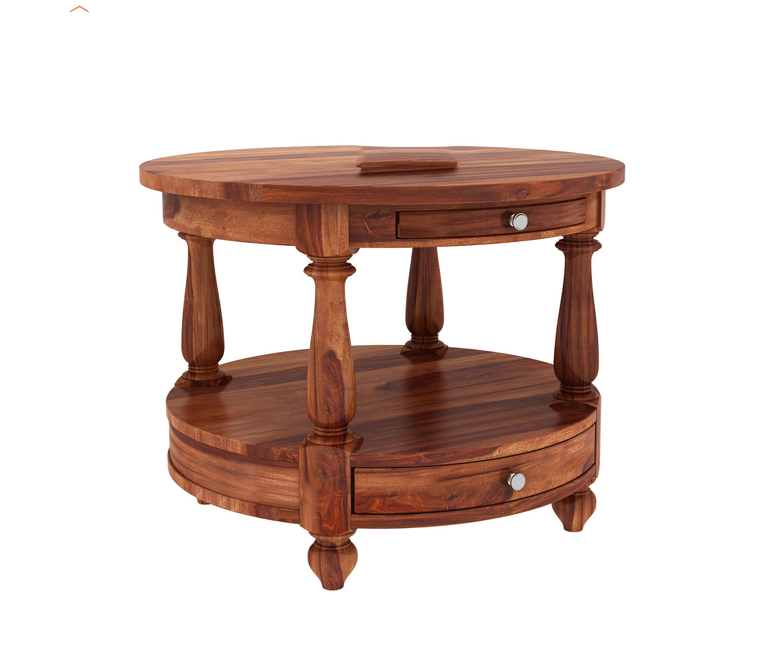 Caroline Sheesham Wood Round Coffee Table with Drawers