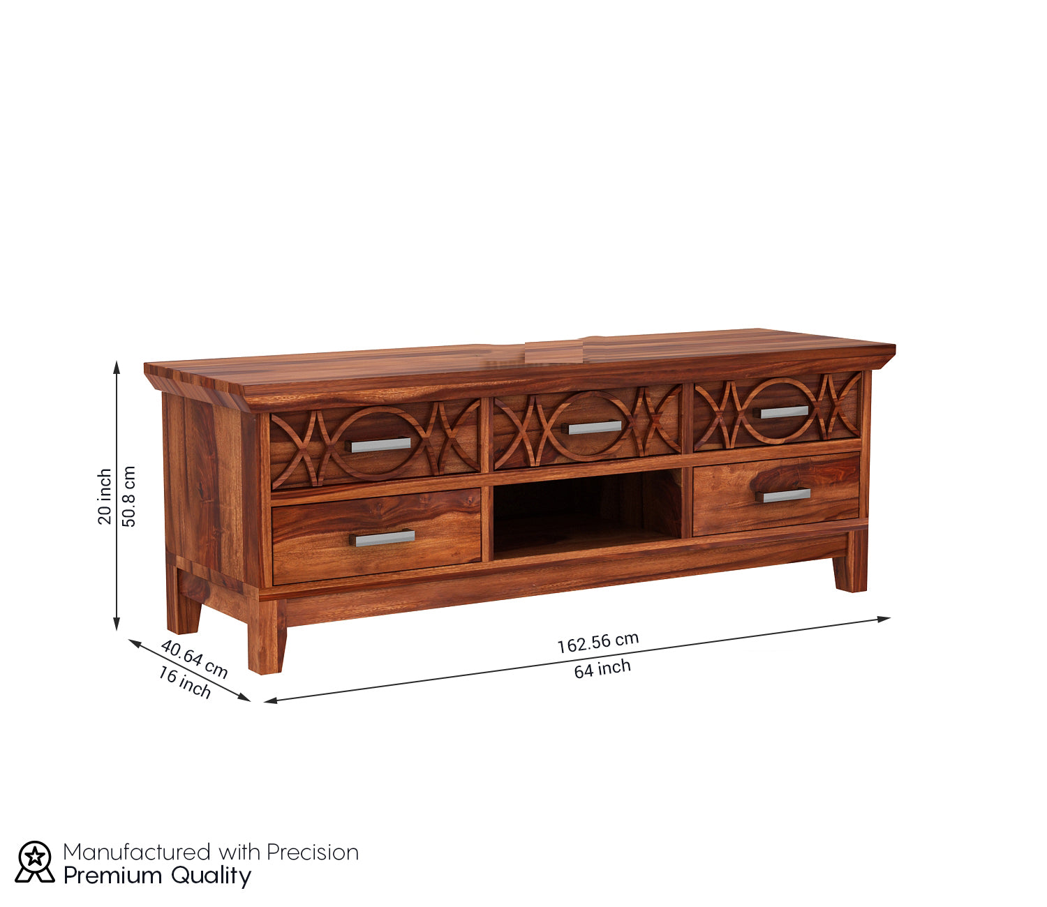 Valentino Sheesham Wood Tv Unit with Five Pull Out Drawers