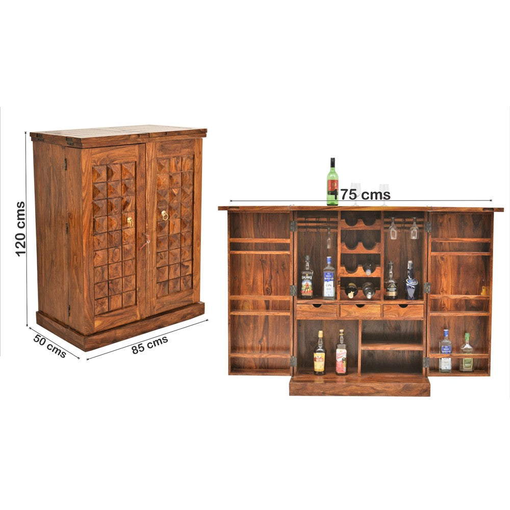 Blessing Bar Cabinet with Traditional Diamond Design