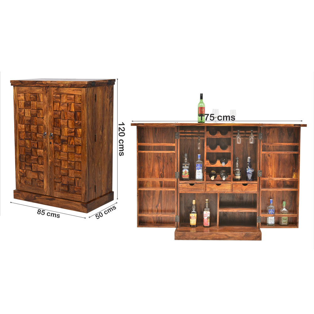 Elouise Wood Niwar Patti Design Bar Cabinet