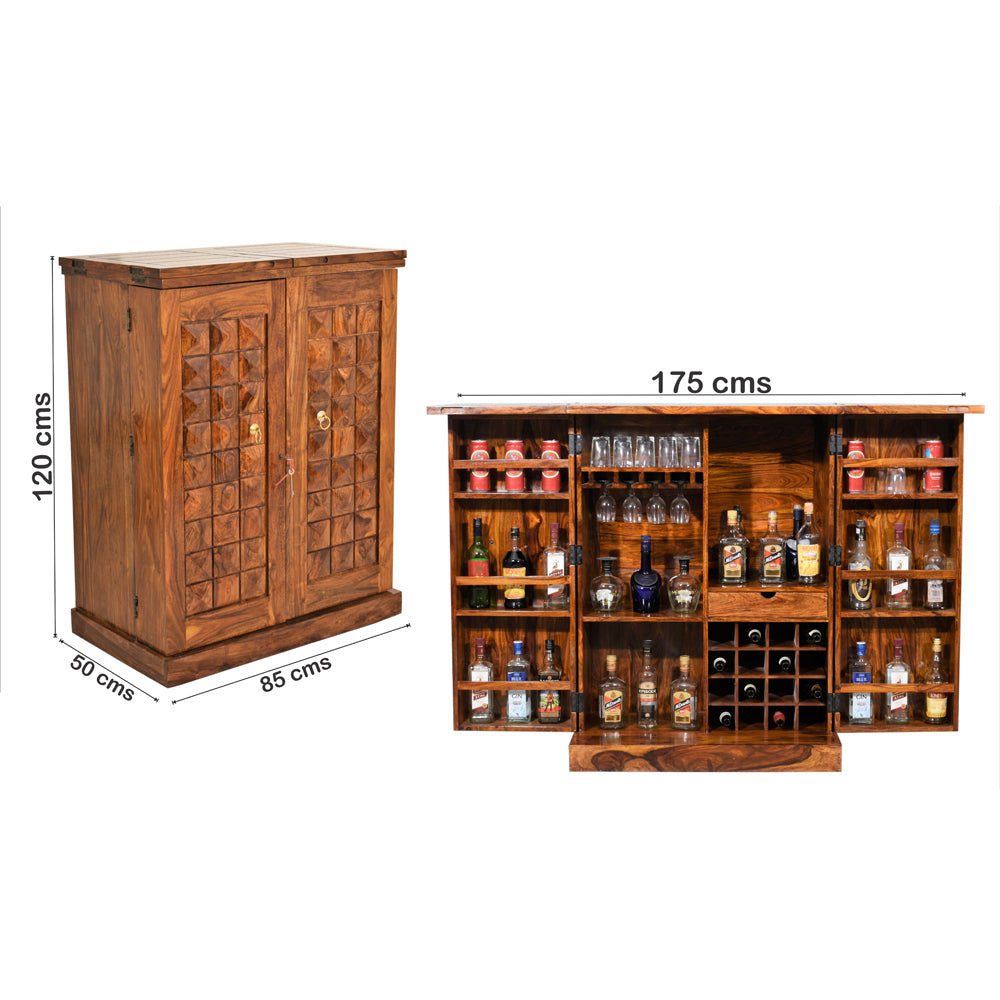 Saoirse Wood Regular Diamond Design Bar Cabinet