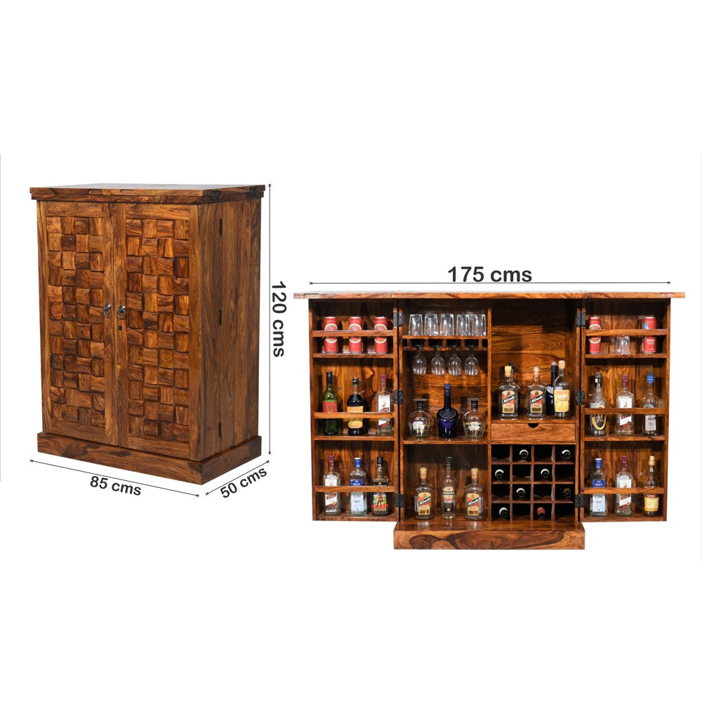Kassidy Regular Niwar Patti Design Bar Cabinet