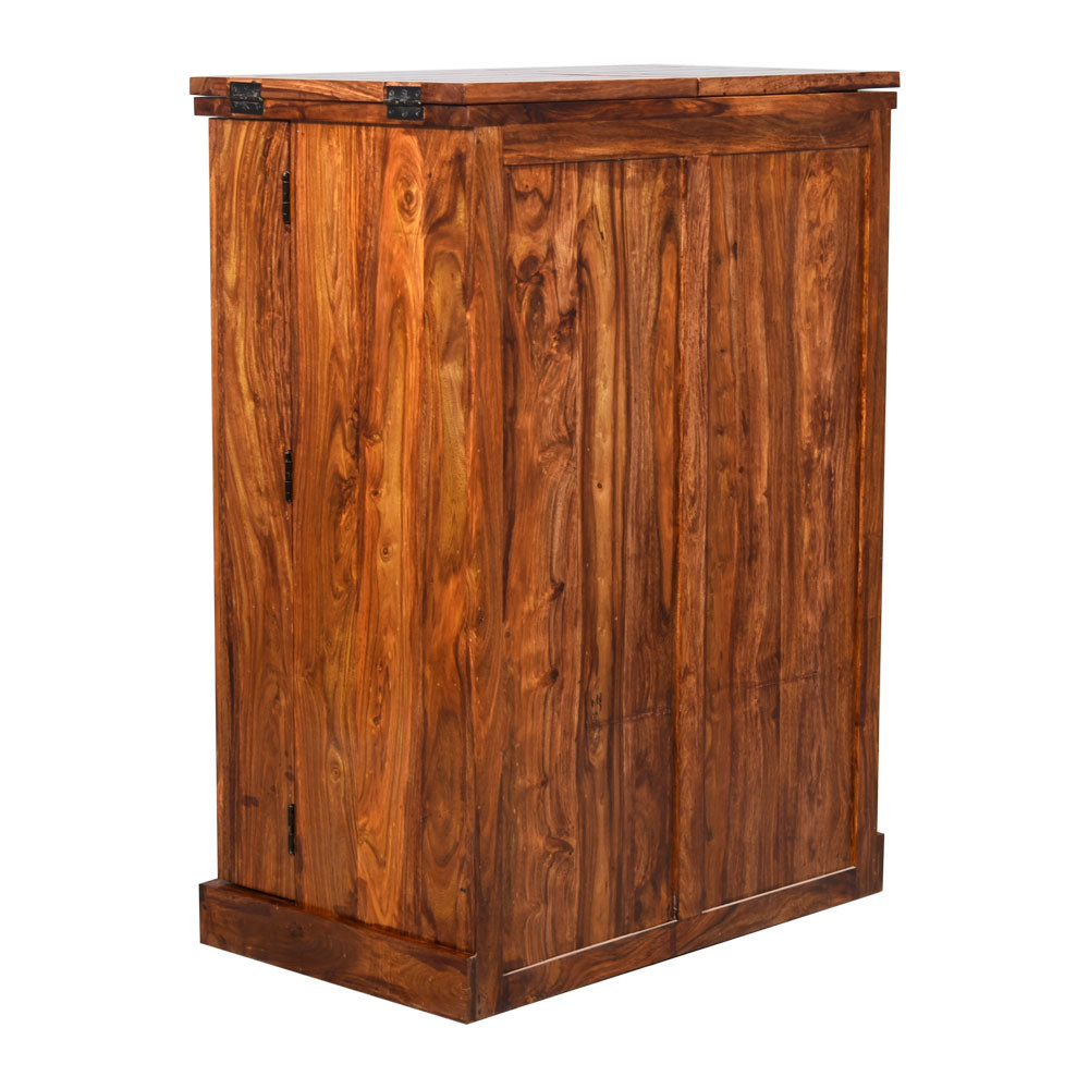Annika Sheesham Wood Diamond Design Bar Cabinet