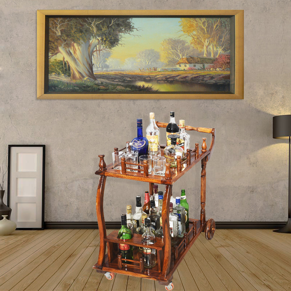 Harlee Sheesham Wood Trolley/Bar