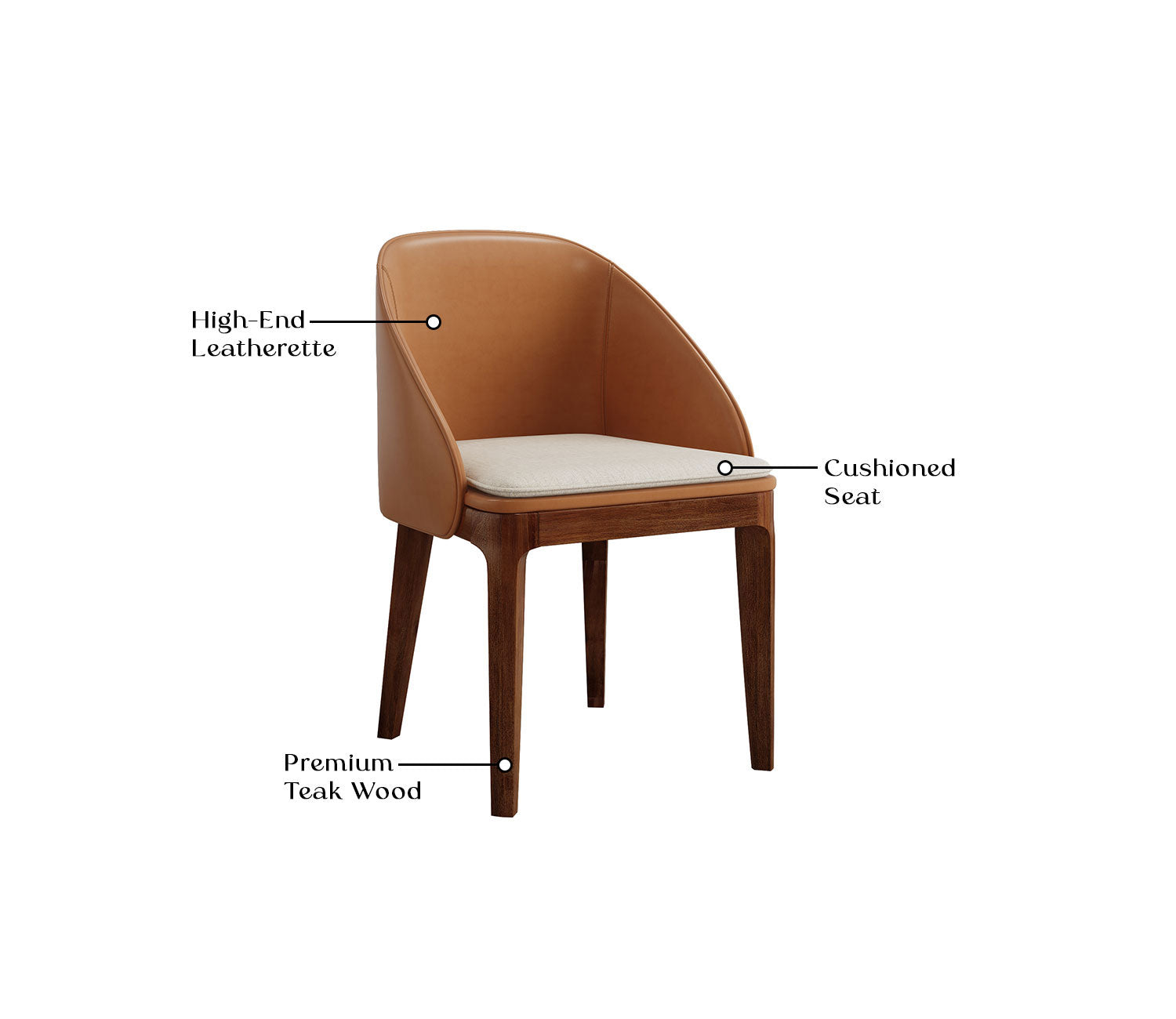 Daisy Teak Wood Cushioned Dining Chair - Set of 2