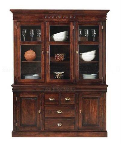 Brielle Sheesham Wooden Glass Crockery Almirah
