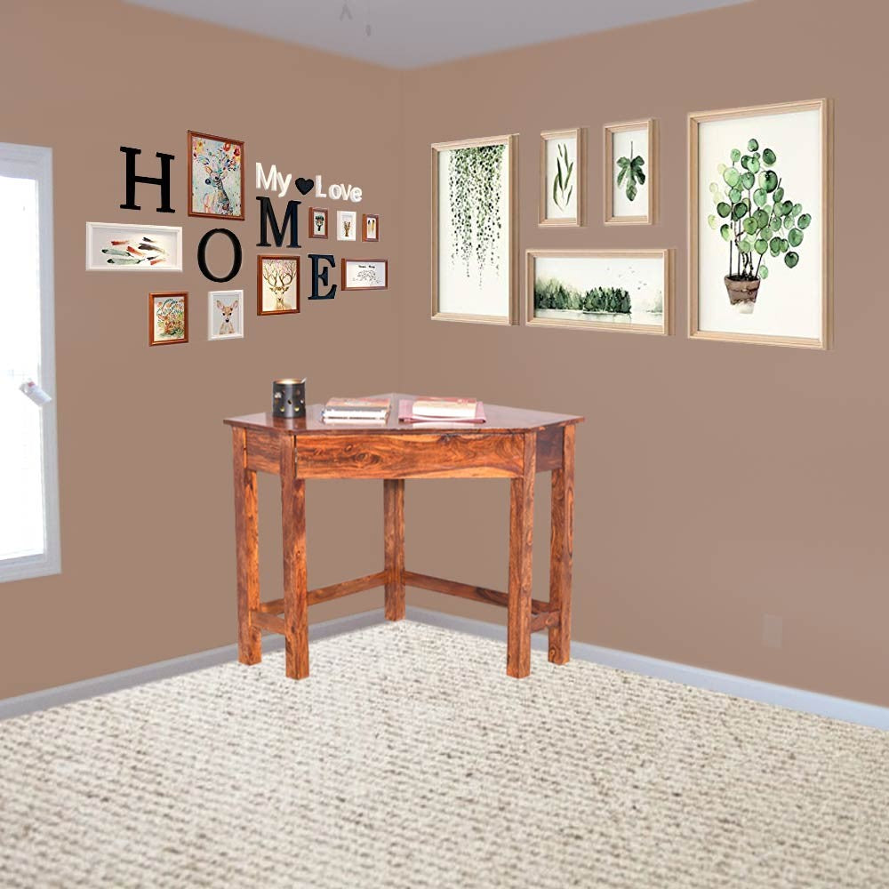 Madeleine Wooden Corner Table With Drawers