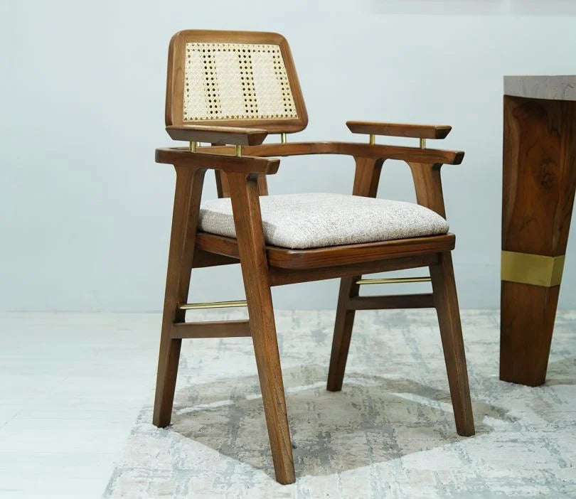 Bee Teak Wood 6 Seater Dining Table Set