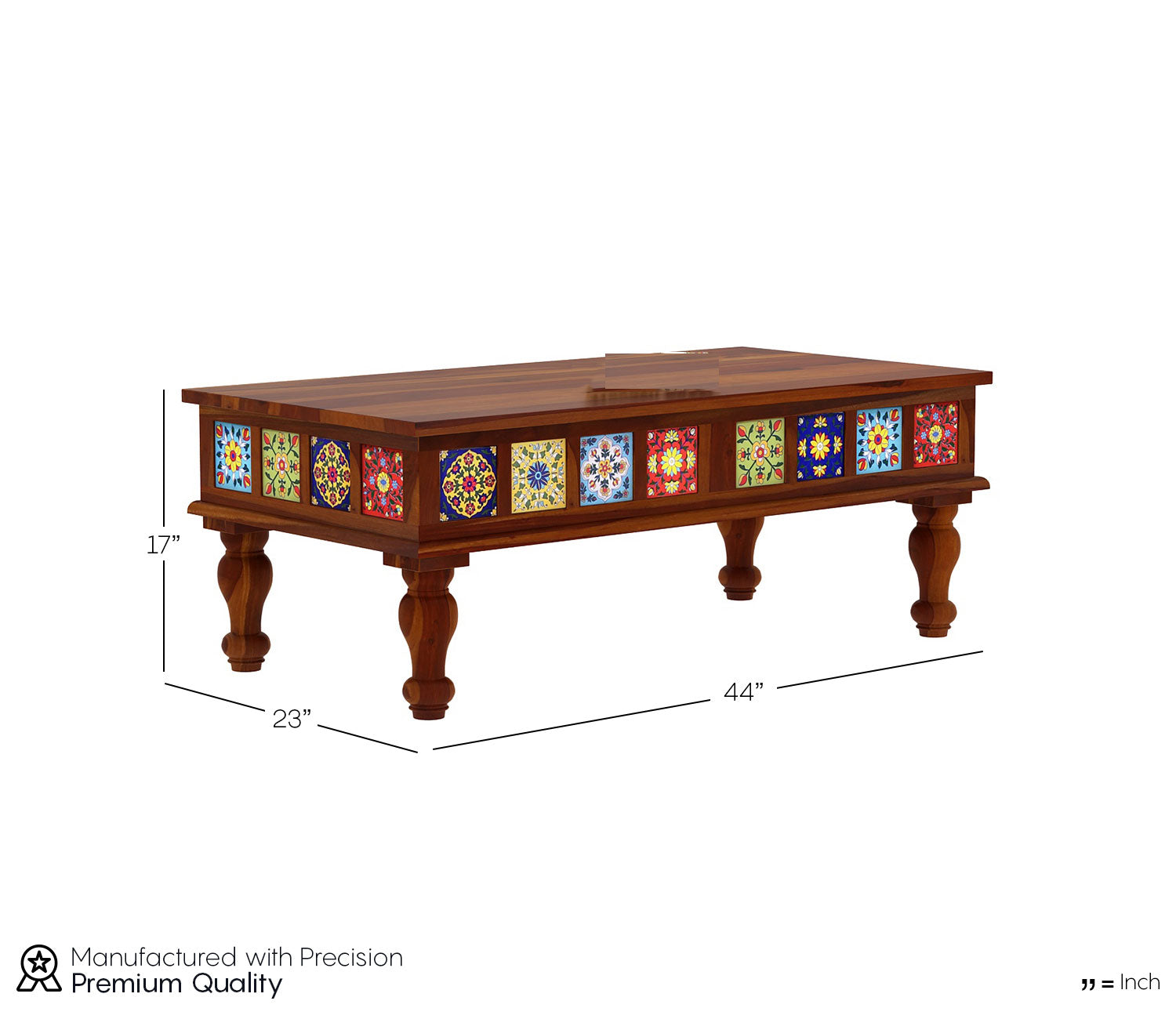 Allison Sheesham Wood Coffee Table with Ceramic Tiles