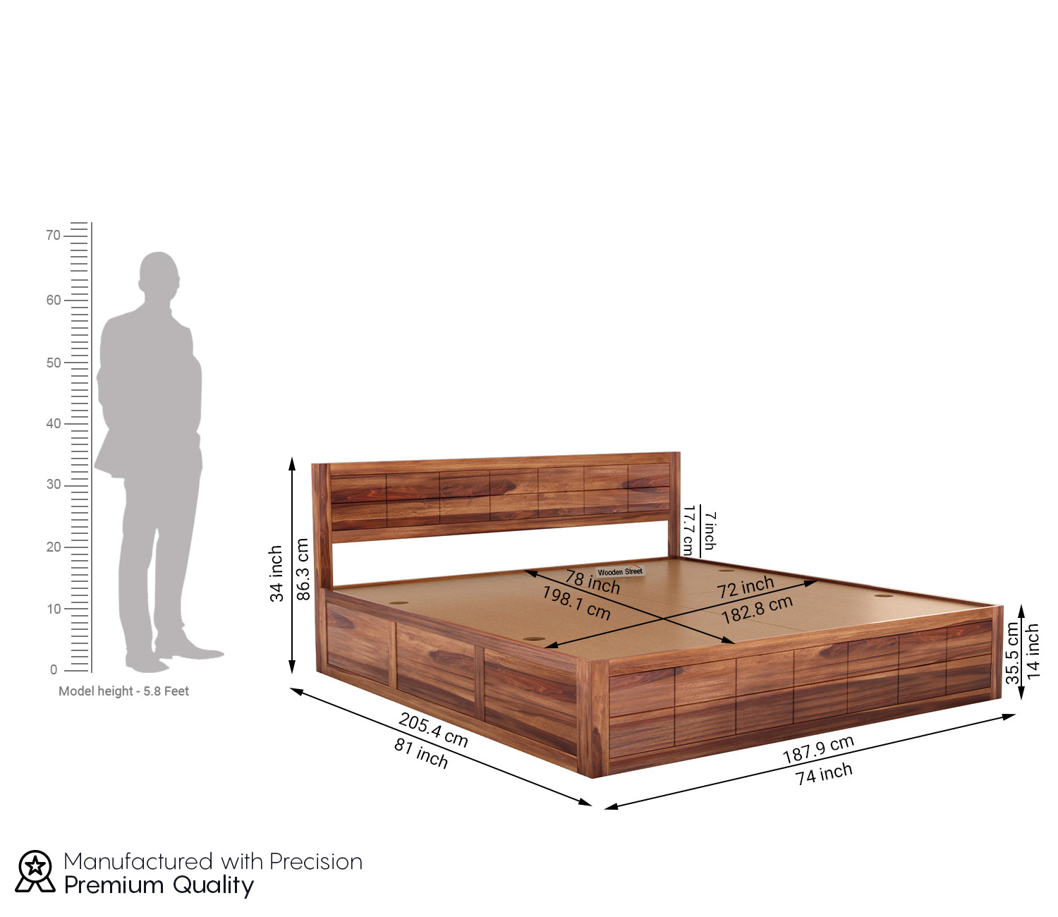 Tripp Sheesham Wood Bed With Box Storage