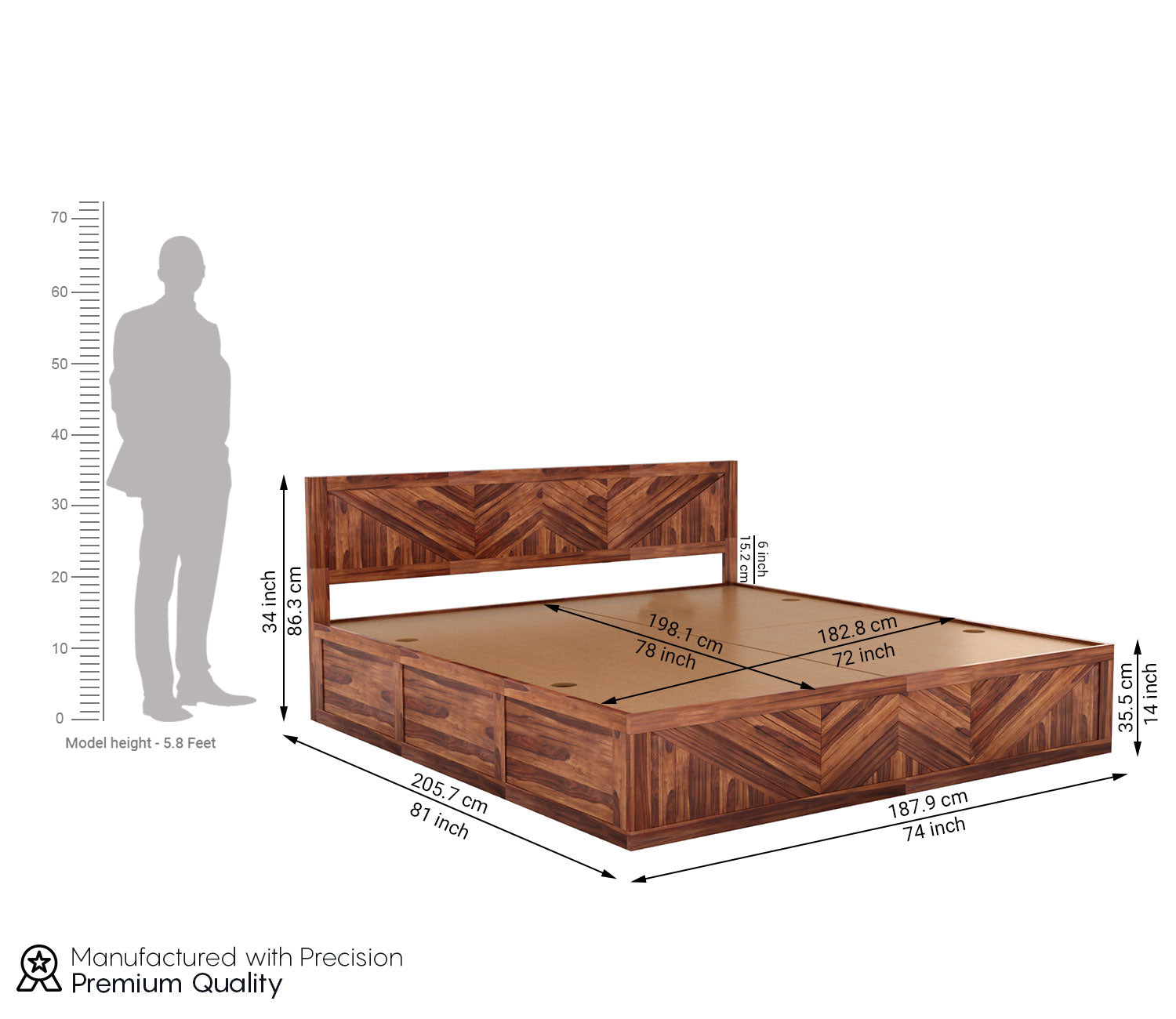 Tanner Sheesham Wood Bed With Box Storage